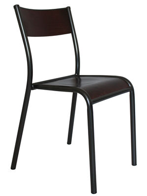 Label Edition 510 Originale Stackable chair - Wood seat- Reissue 1947. Wenge,Charcoal grey