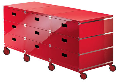 Magis Plus Unit Storage - 9 drawers - On wheels. Red