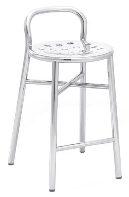 Magis Pipe Bar stool - H 77 cm - Metal. Polished aluminium