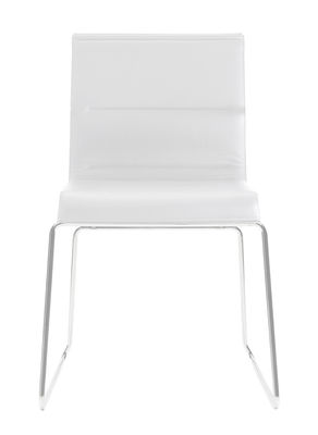 ICF Stick Chair Padded chair - Leather seat. White,Glossy metal