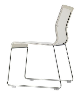 ICF Stick Chair Stackable chair - Fabric seat. White,Glossy metal