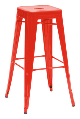 Tolix H Bar stool - H 75 cm - Glossy color. Red