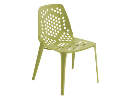 Emu Pattern Stackable chair - Metal. Green