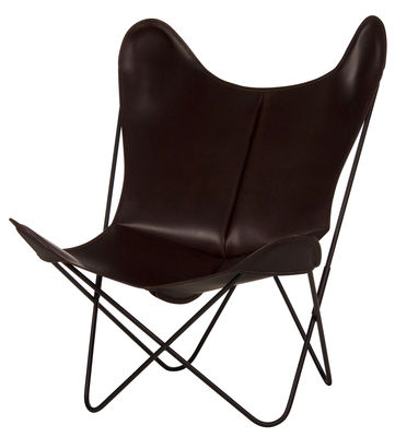 AA-New Design AA Butterfly Armchair - Leather / Black structure. Dark brown