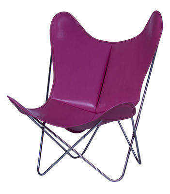 AA-New Design AA Butterfly Armchair - Leather / Chromed structure. Pink