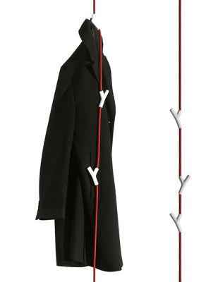 Authentics Wardrope Coat stand - Coat-rack 4 hooks. White,Red