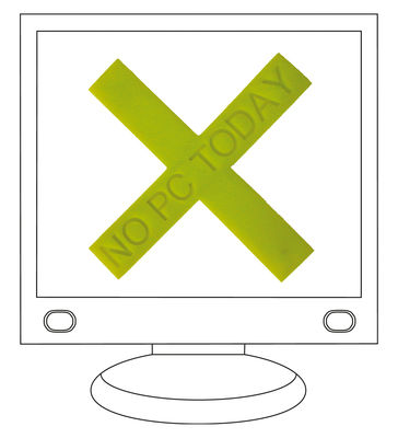 Domestic No PC Today Decoration - TV cross sticker. Green