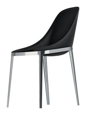 Alias Elle Chair - Real leather. Black,Polished aluminium