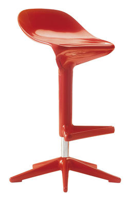 Kartell Spoon Adjustable bar stool - Pivoting - Plastic. Red