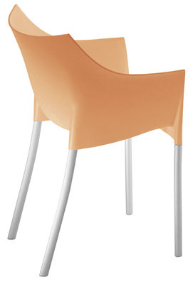 Kartell Dr. No Stackable armchair - Plastic & metal legs. Orange