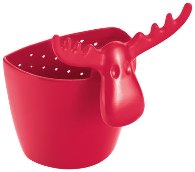Koziol Rudolf Tea strainer. Opaque raspberry red