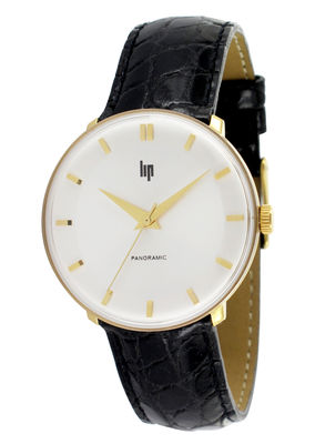 Lip Panoramic Gold Ring Watch - Ultra-flat watch. White,Black