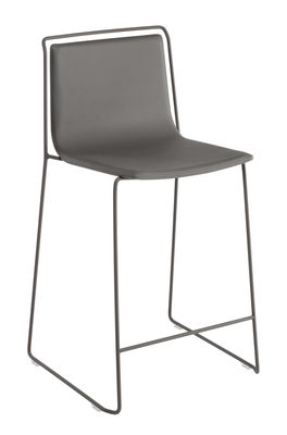Ondarreta Alo Bar stool - Seat : H 65 cm - Leatherette upholstery. Grey