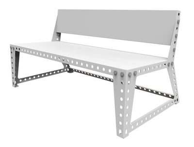 Meccano Home Outdoor Bench with backrest - L 140 cm - Metal. White