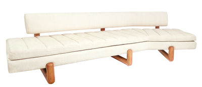 Jonathan Adler Aspen Straight sofa - L 270,5 cm - Mahogany legs. Off white,Natural wood