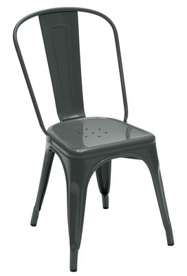 Tolix A Stackable chair - Steel - Shinny colour. Grey