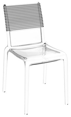 TOG Misa Joy Stackable chair - Transparent polycarbonate & elastic backrest. Transparent,Smoke