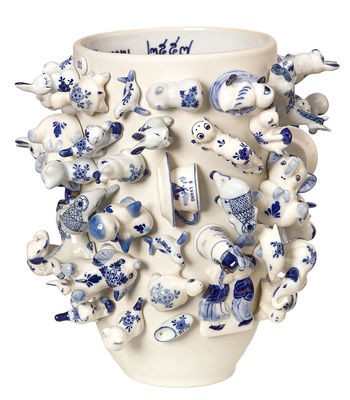 Pols Potten Souvenir Holland Vase - H 25 cm. White,Blue