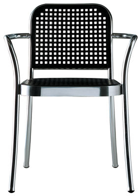 De Padova Silver Armchair - Aluminium & plastic. Black,Polished aluminium
