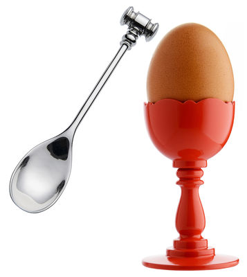 Alessi Dressed Eggcup - With egg spoon. Red