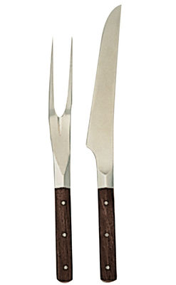 Serafino Zani Finlandia Carving service - Roast knife and fork carving set. Dark wood