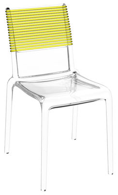 TOG Misa Joy Stackable chair - Transparent polycarbonate & elastic backrest. Yellow,Transparent