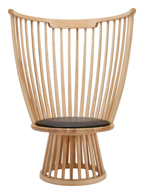 Tom Dixon Fan chair Armchair - H 112 cm / Wood & leather. Light wood
