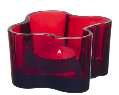 Iittala Aalto Candle holder - Ø 11 cm. Cranberry red