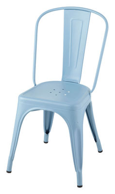 Tolix A Stackable chair - Steel - Matt colour. Pastel blue