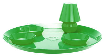 Fatboy Snacklight Tray - Ø 55 cm / With wireless lamp and 3 bowls. Green