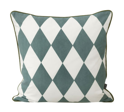 Ferm Living Large Geometry Cushion - / cotton - 50 x 50 cm. White,Petrol blue