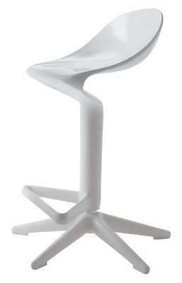 Kartell Spoon Adjustable bar stool - Pivoting - Plastic. White