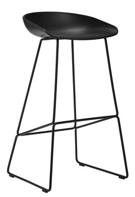Hay About a stool Bar stool - H 65 cm - Steel sled base. Black