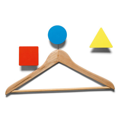 Domestic Bauhaus Hook - 3 coat-pegs. Blue,Yellow,Red