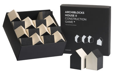 cinqpoints Archiblocks House 2 Construction game - 16 pieces. Black,Natural wood