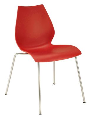 Kartell Maui Stackable chair - Plastic seat & metal legs. Red