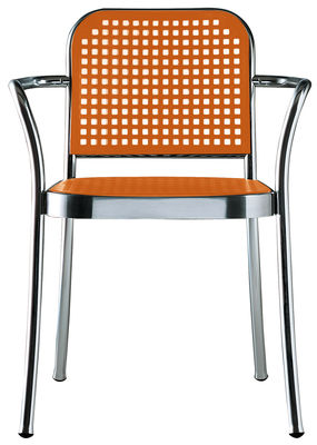 De Padova Silver Armchair - Aluminium & plastic. Orange,Polished aluminium