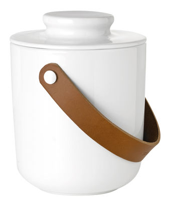 Stelton Glacier Ice bucket - Stoneware & leather. White,Brown