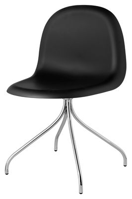 Gubi 9 Swivel chair - 4 legs / Plastic HiRek shell. Black