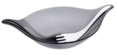 Koziol Leaf Salade bowl - with cutlery. White,Black,Transparent charcoal grey