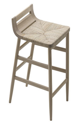 Alki Kimua Bar stool - H 80 cm - Wood & straw. Light wood