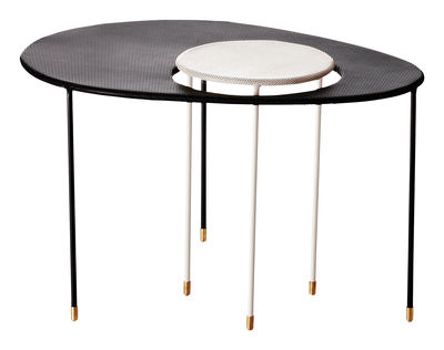 Gubi - Mathieu Matégot Kangourou Supplement table - Set of 2 modular tables - Reissue 50'. White,Bla