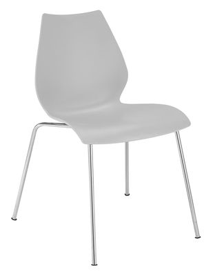 Kartell Maui Stackable chair - Plastic seat & metal legs. Light grey