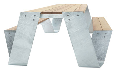 Extremis Hopper Set table & benches. Wood,Galvanized steel
