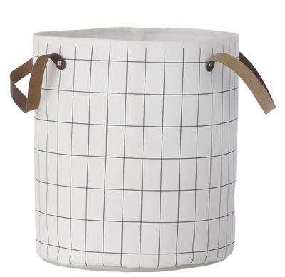 Ferm Living Grid Basket - Medium / Ø 35 x H 40 cm. White,Black