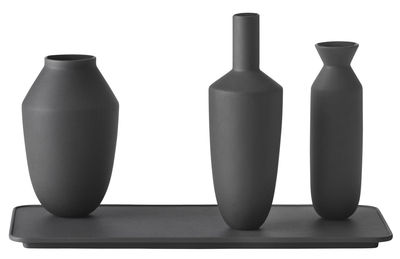 Muuto Balance Vase - / Set of 3 vases + Tray. Black