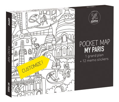 OMY Design & Play Pocket Map Notepad - Paris. White,Black