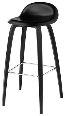 Gubi 3 D Bar stool - H 74 cm -Plastic shell & 4 wood legs. Black