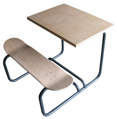 Leçons de Choses Skate Desk - With seat. Grey,Natural maple