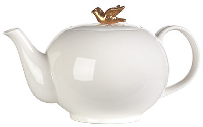 Pols Potten Freedom Bird Teapot. White,Black,Gold